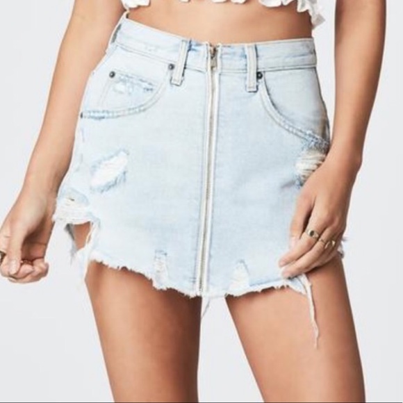 zip up jean skirt
